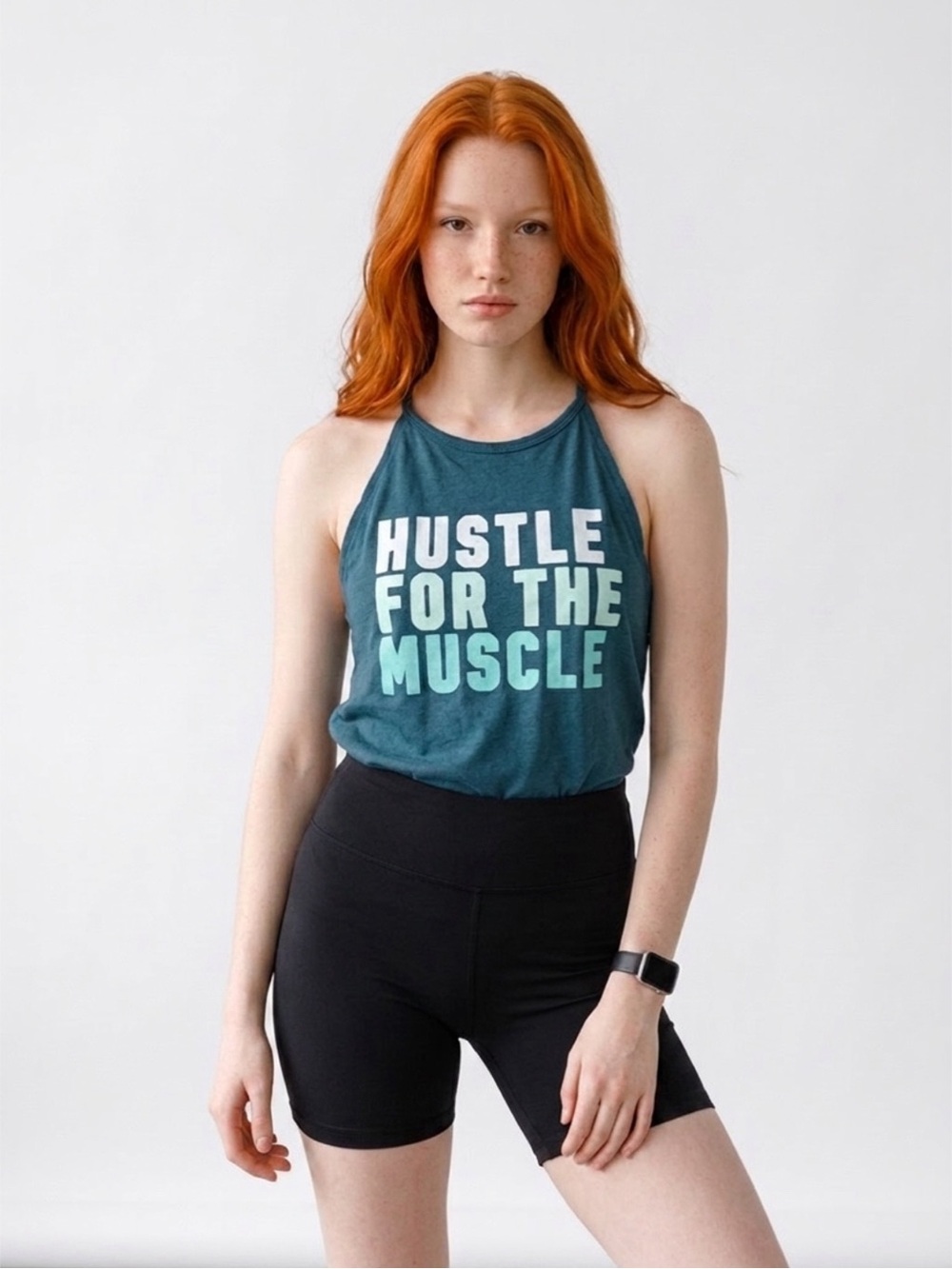 VS PINK Hustle for the Muscle Affirmation tank top spaghetti‎ strap graphic logo